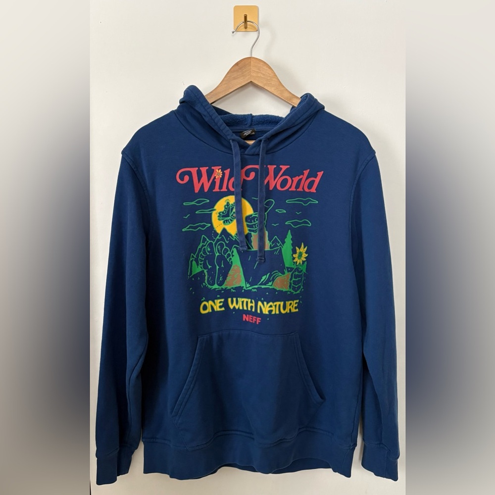 Medium Neff Blue “Wild World‎ One with Nature" Signature Hoodie